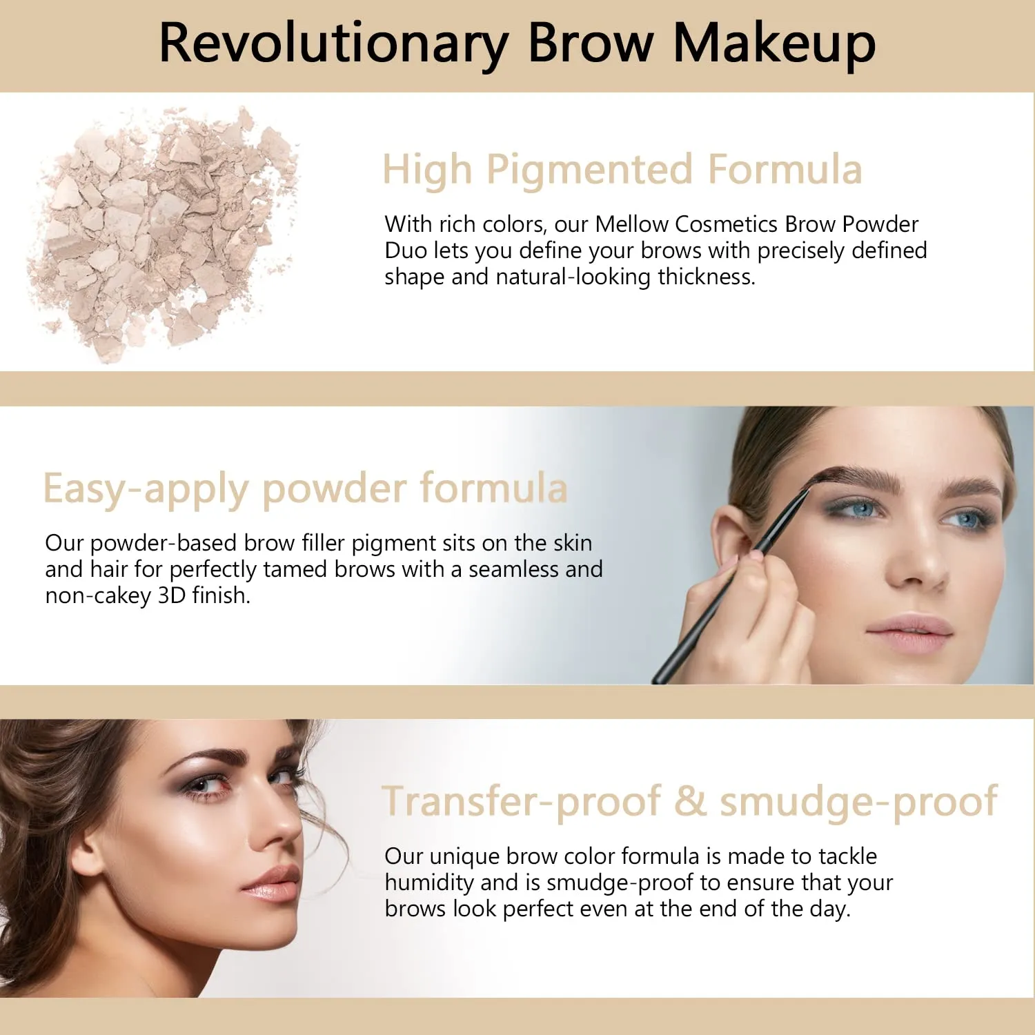 Mellow Cosmetics Brow Duo - Luminous Eyebrow Powder for Natural Looking, Voluminous Brows - Eyebrow Filler for Brows - Vegan Brow Definer - Blonde