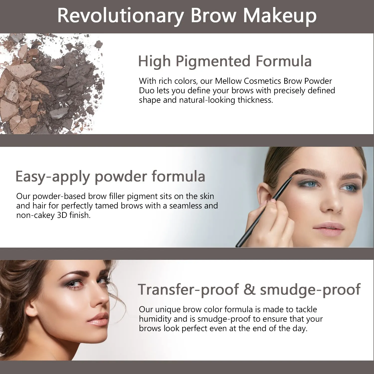Mellow Cosmetics Brow Duo - Luminous Eyebrow Powder for Natural Looking, Voluminous Brows - Eyebrow Filler for Brows - Vegan Brow Definer - Chocolate