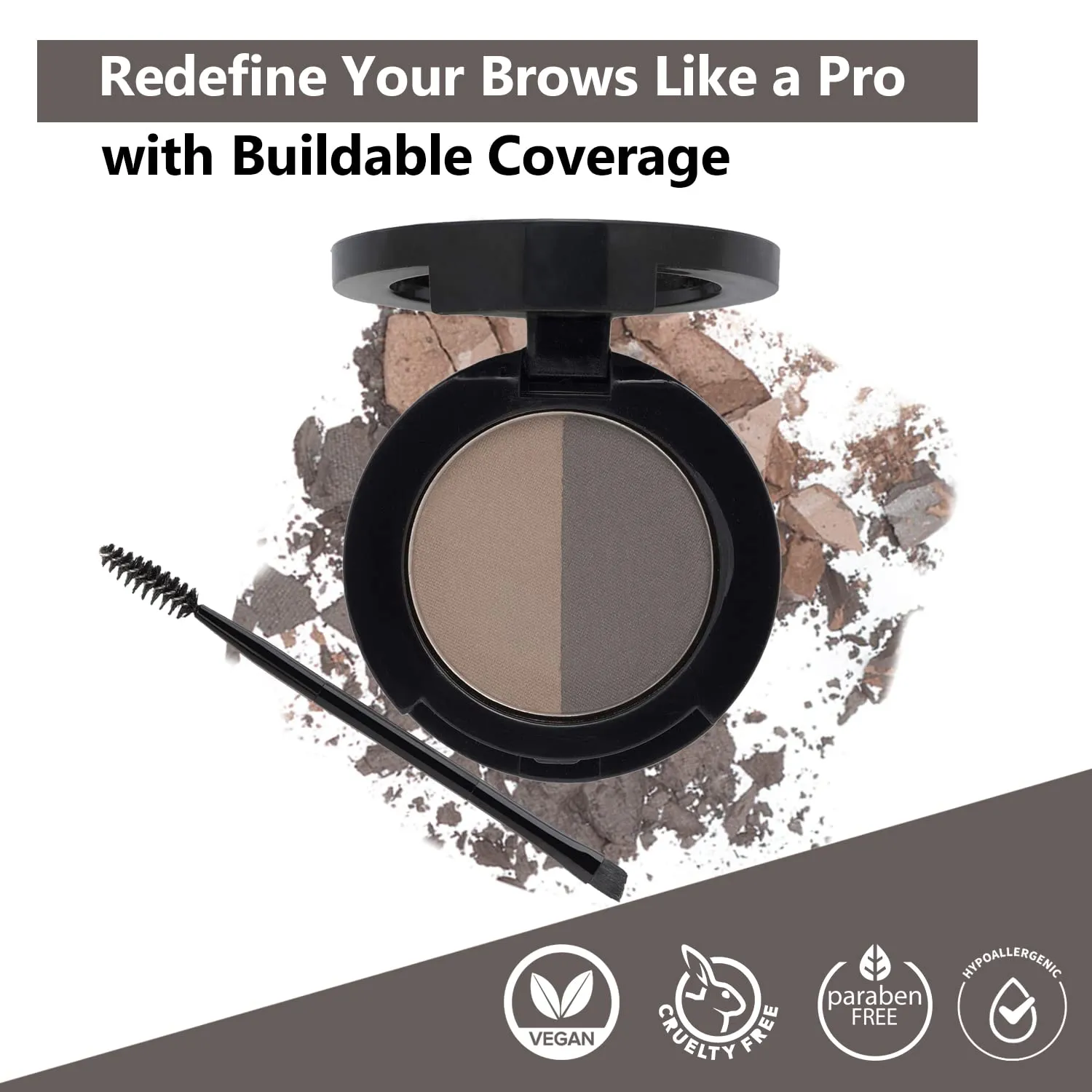 Mellow Cosmetics Brow Duo - Luminous Eyebrow Powder for Natural Looking, Voluminous Brows - Eyebrow Filler for Brows - Vegan Brow Definer - Chocolate
