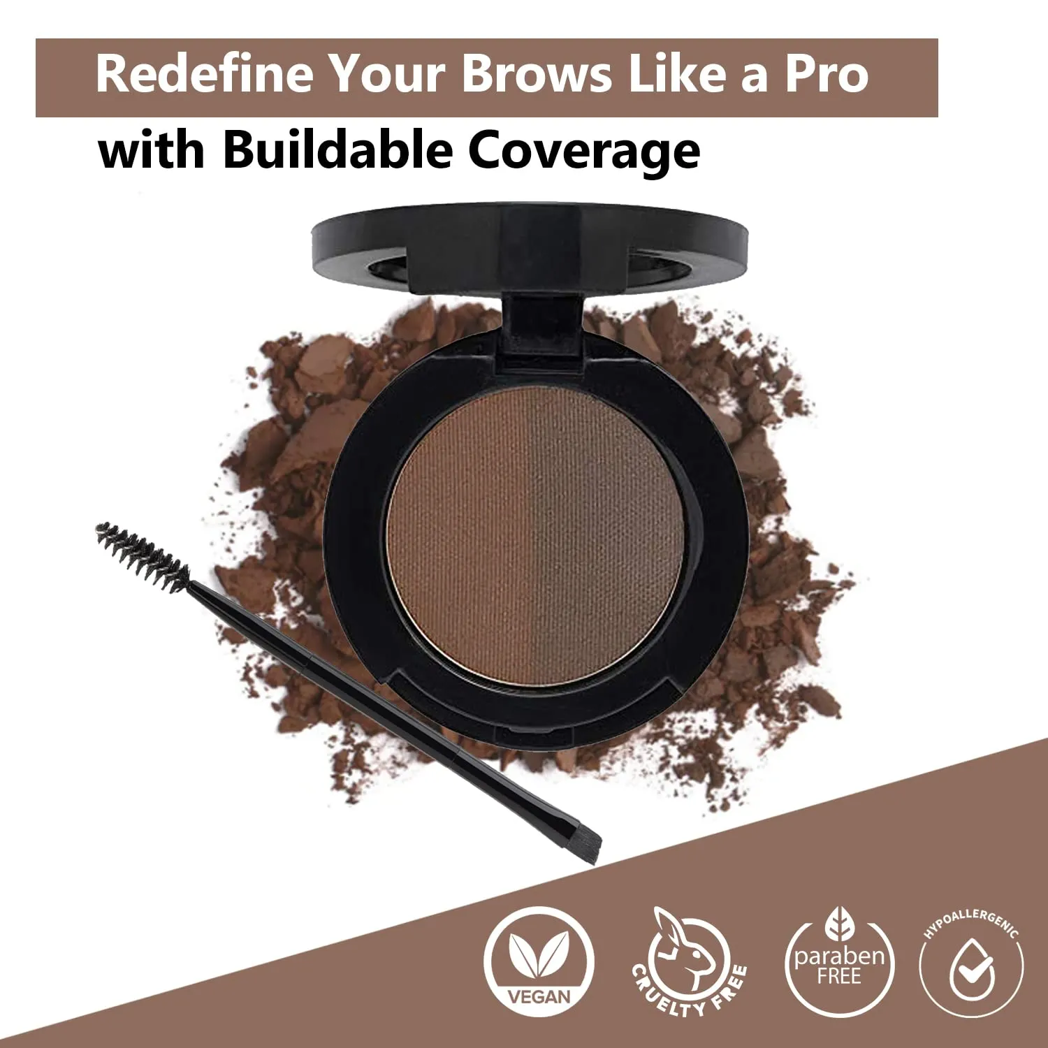 Mellow Cosmetics Brow Duo - Luminous Eyebrow Powder for Natural Looking, Voluminous Brows - Eyebrow Filler - Vegan Brow Definer - Auburn