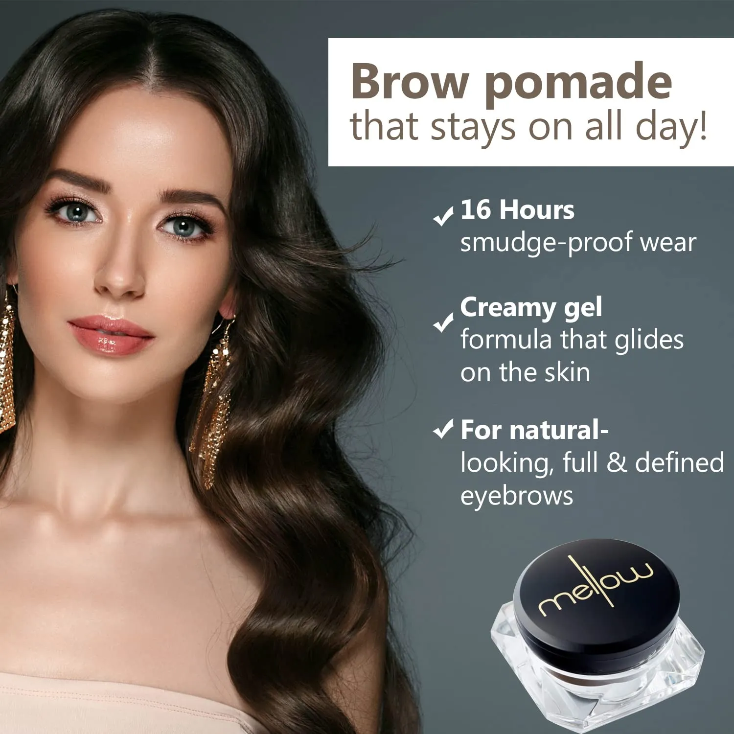Mellow Cosmetics Eyebrow Pomade - Waterproof Dipbrow Pomade - Cruelty-free, 100% Vegan, & Paraben-free Pomade for Eyebrows - Long Lasting Eyebrow Makeup - Caramel