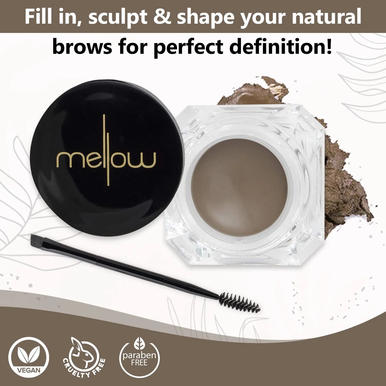 Mellow Cosmetics Eyebrow Pomade - Waterproof Dipbrow Pomade - Cruelty-free, 100% Vegan, & Paraben-free Pomade for Eyebrows - Long Lasting Eyebrow Makeup - Caramel