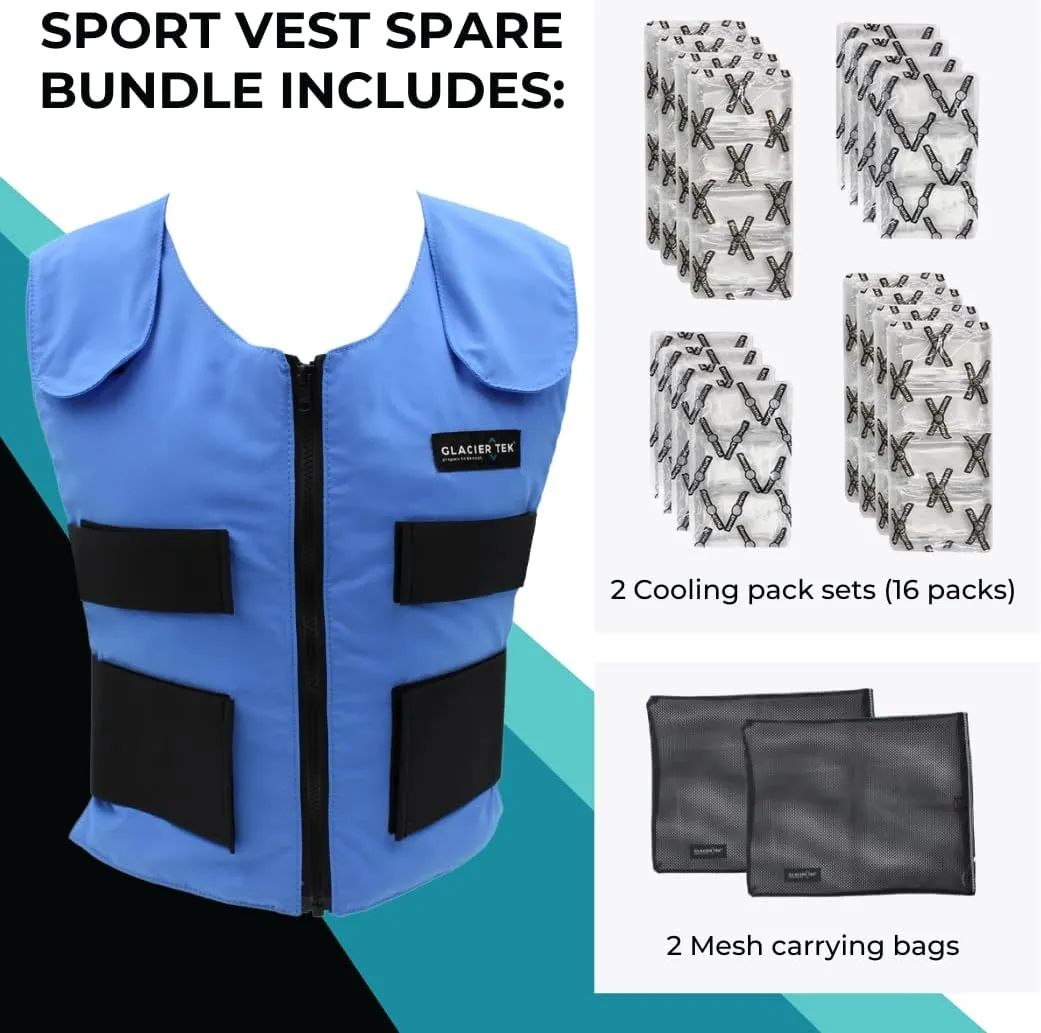 Men's Cooling Vest Bundle, with 8 Cold Packs, Plus Spare Pack Set, Stay Cool 59 Degrees, Recharges in 30 Minutes