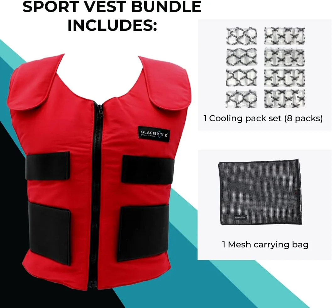 Men's Cooling Vest Bundle, with 8 Cold Packs, Plus Spare Pack Set, Stay Cool 59 Degrees, Recharges in 30 Minutes
