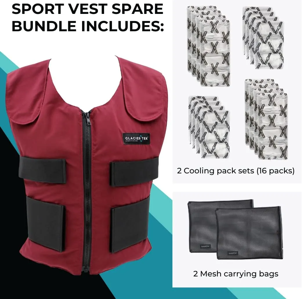 Men's Cooling Vest Bundle, with 8 Cold Packs, Plus Spare Pack Set, Stay Cool 59 Degrees, Recharges in 30 Minutes