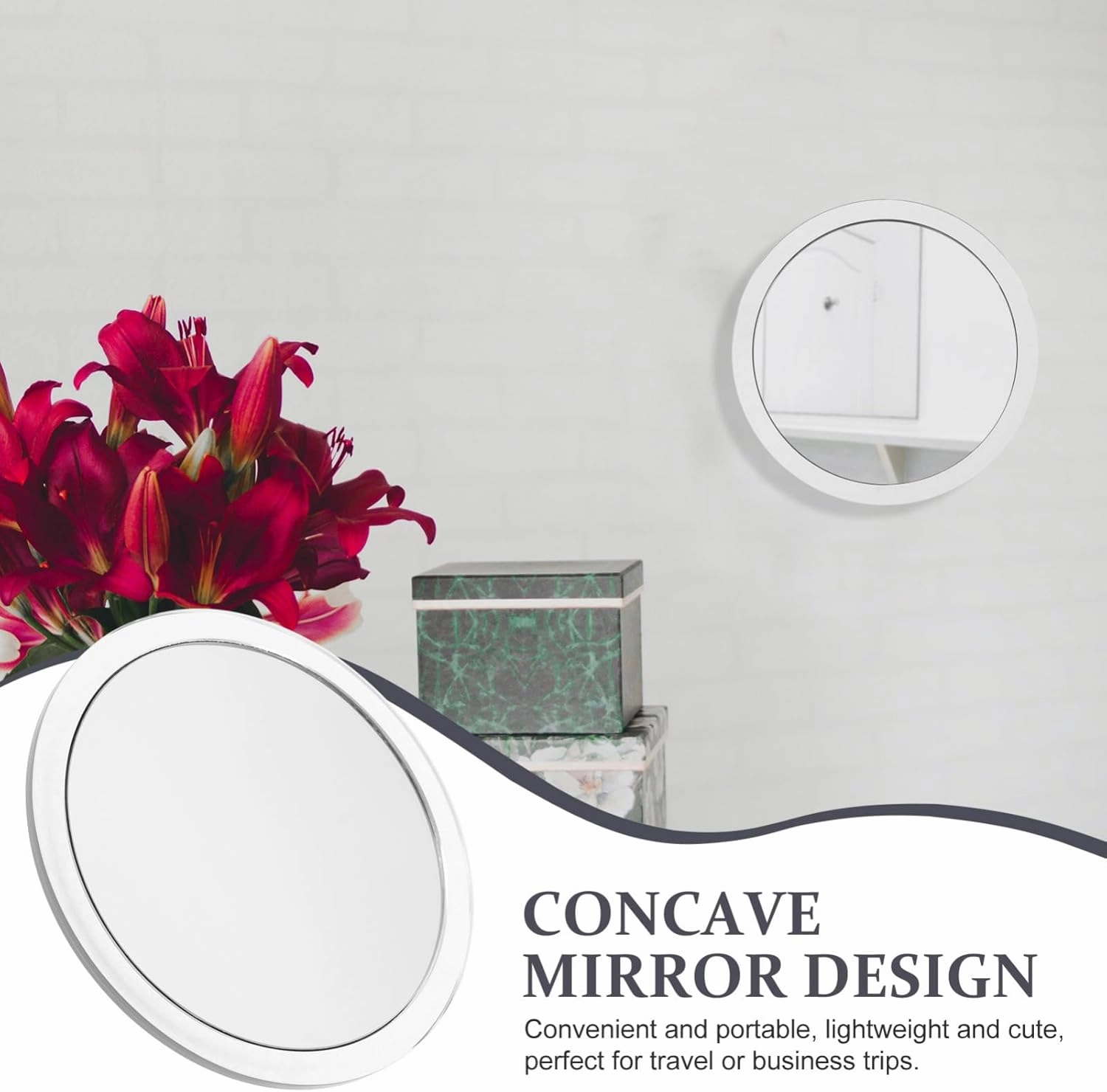 MERRYHAPY Concave Magnifying Mirror with Suction Cup High-Definition Single-Sided Makeup Mirror for Bathroom Travel Eyebrow Shaping Lightweight Portable Magnification