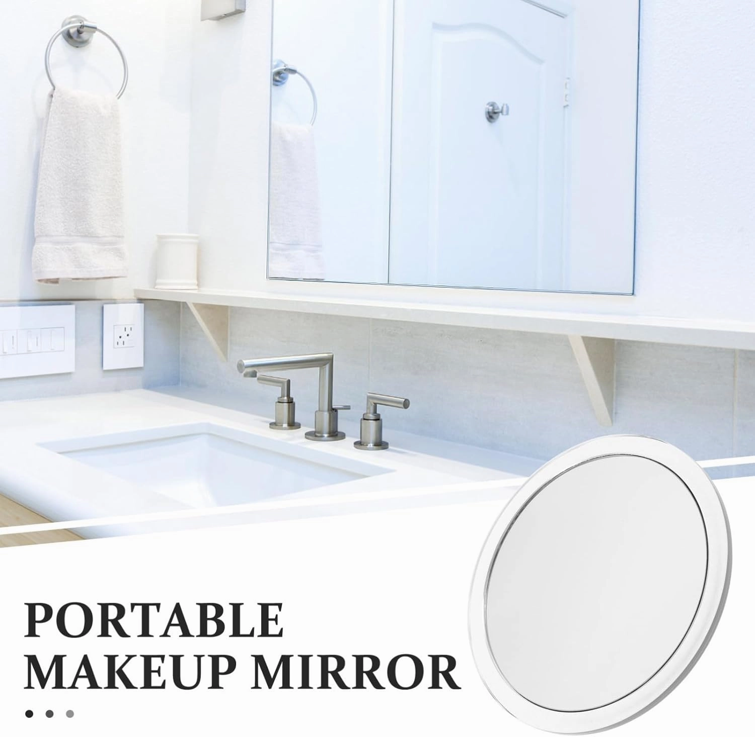 MERRYHAPY Concave Magnifying Mirror with Suction Cup High-Definition Single-Sided Makeup Mirror for Bathroom Travel Eyebrow Shaping Lightweight Portable Magnification