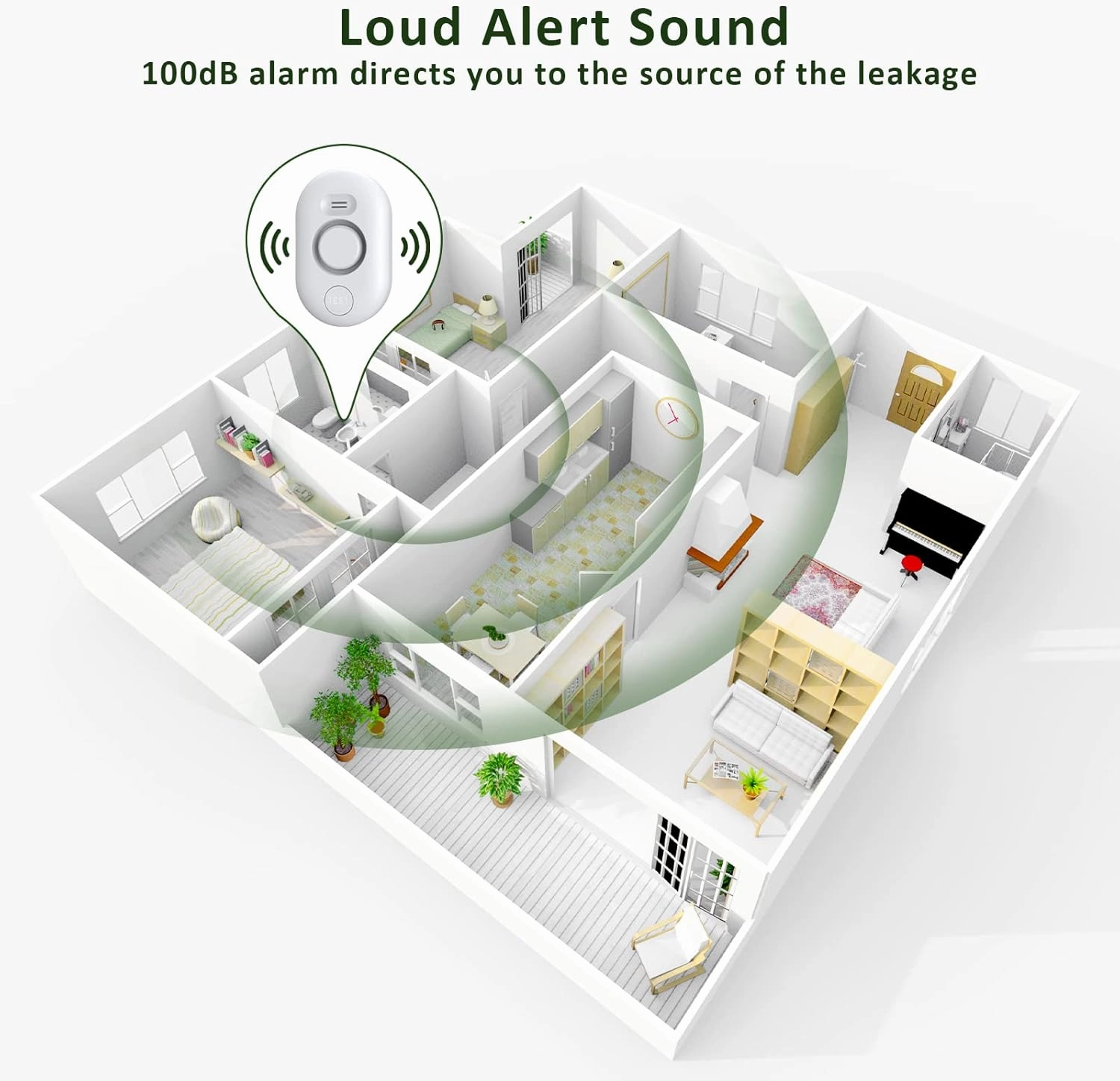 METAK Water Leak Detector Alarm: WiFi Water Flooding Monitor Smart App Sink Overflow Monitoring Adjustable Wet Moisture Alert Pipe Leakage Drip Detection Warning for Home Basement Floor
