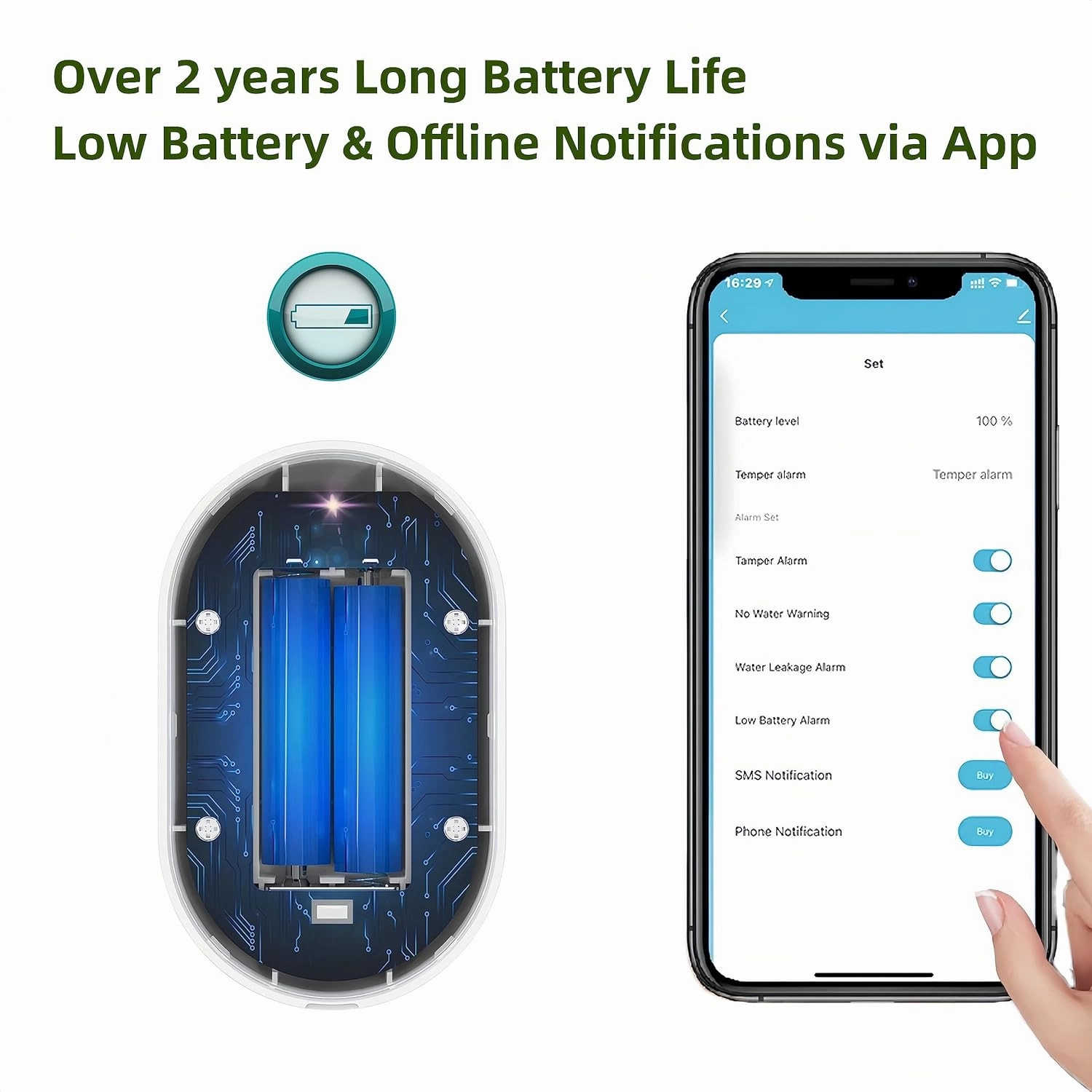 METAK Water Leak Detector Alarm: WiFi Water Flooding Monitor Smart App Sink Overflow Monitoring Adjustable Wet Moisture Alert Pipe Leakage Drip Detection Warning for Home Basement Floor