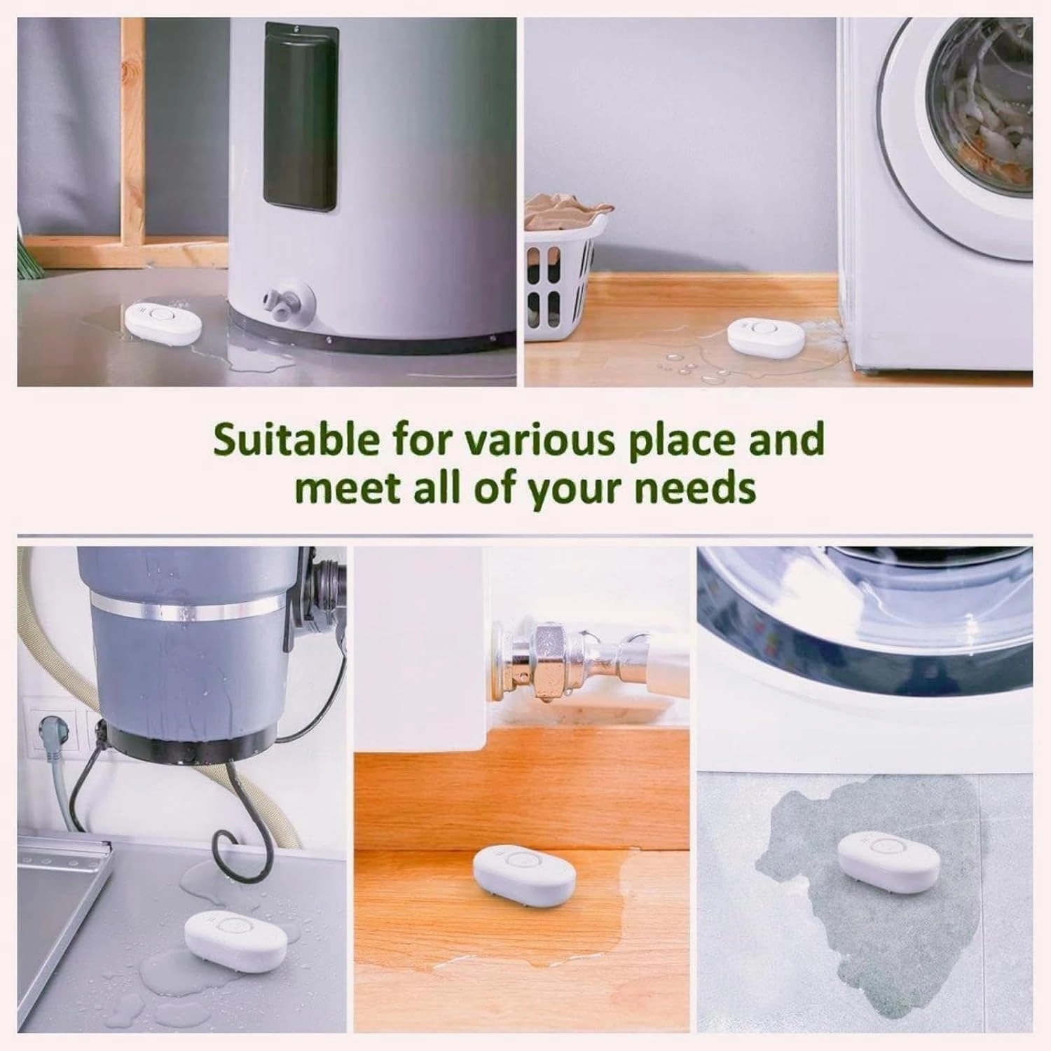 METAK Water Leak Detector Alarm: WiFi Water Flooding Monitor Smart App Sink Overflow Monitoring Adjustable Wet Moisture Alert Pipe Leakage Drip Detection Warning for Home Basement Floor