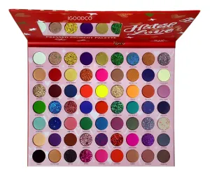 METREY Angel-Rose Pressed Pigment 63 Colors Palette Eyeshadow (Glitter,Shimmer,Matte) 69.5 g (RED)