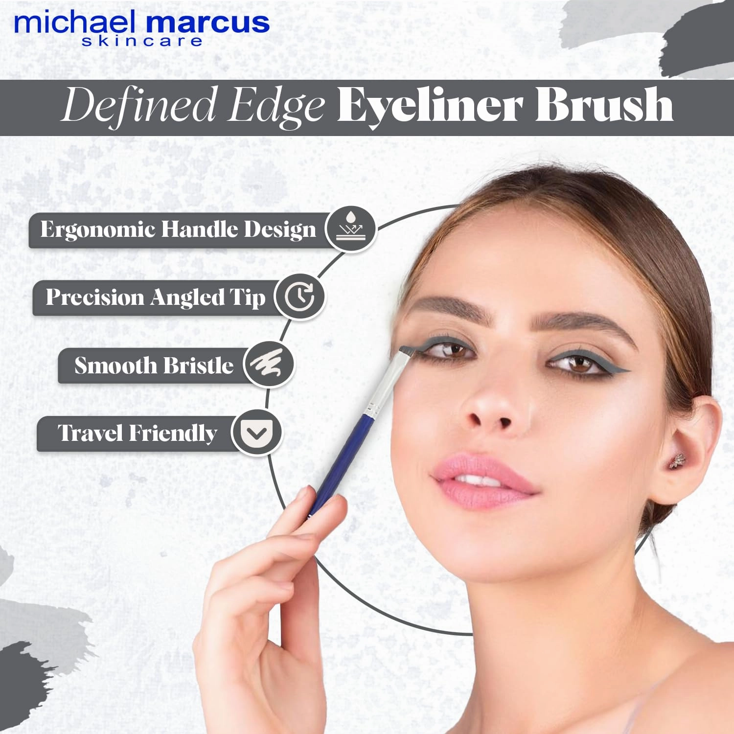 michael marcus Makeup Cake Eye Liner & Eyeliner Brush (Trashy) - Water Activated Dry Pressed, Long-Lasting & Smudge Resistant Eyeliner - Cruelty & Paraben Free - For Beginner & Pro Makeup Artist