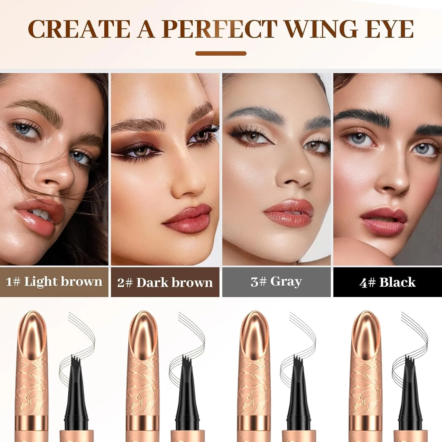 Microblading Eyebrow Pen,3D Waterproof 4 Tip Magic Eyebrow Pencil, Natural Makeup Fine Stroke, Pen Precise Tip, Long Lasting Eyebrow Pencils for Women Natural Brows (Color All)