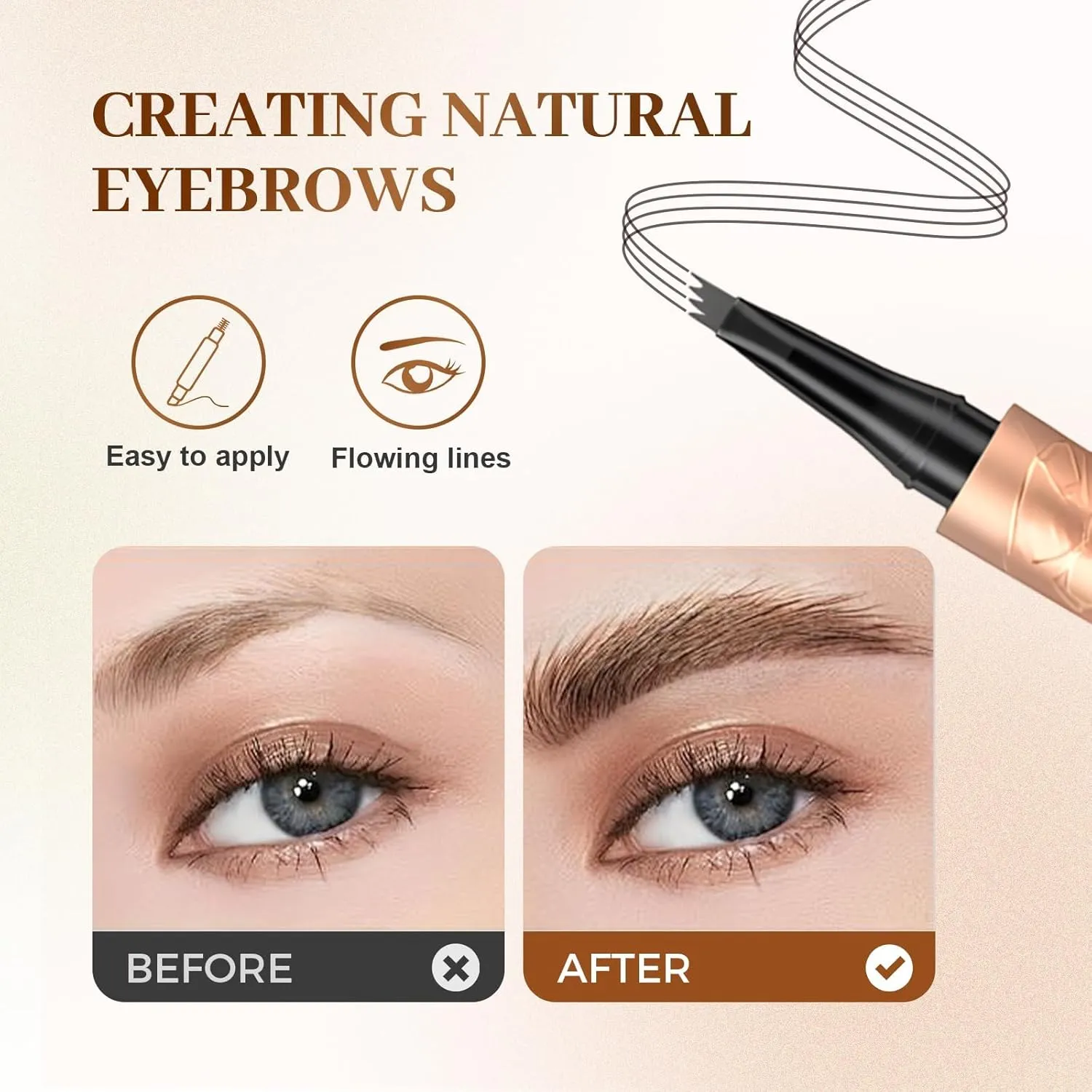 Microblading Eyebrow Pen,3D Waterproof 4 Tip Magic Eyebrow Pencil, Natural Makeup Fine Stroke, Pen Precise Tip, Long Lasting Eyebrow Pencils for Women Natural Brows (Color All)