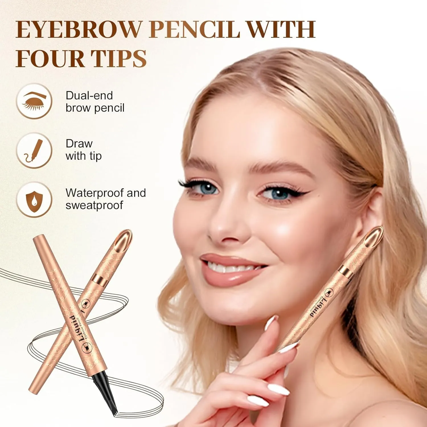Microblading Eyebrow Pen,3D Waterproof 4 Tip Magic Eyebrow Pencil, Natural Makeup Fine Stroke, Pen Precise Tip, Long Lasting Eyebrow Pencils for Women Natural Brows (Color All)