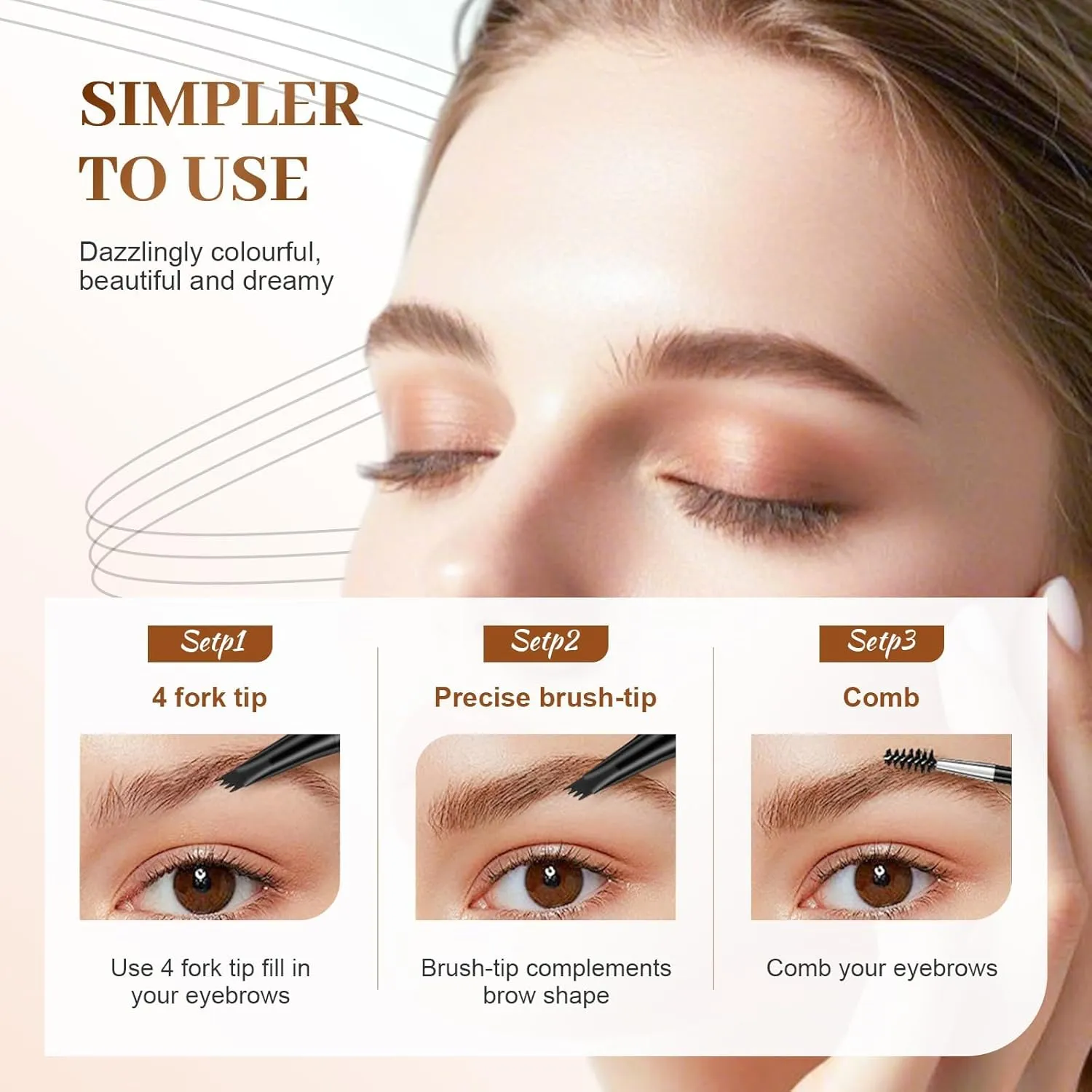 Microblading Eyebrow Pen,3D Waterproof 4 Tip Magic Eyebrow Pencil, Natural Makeup Fine Stroke, Pen Precise Tip, Long Lasting Eyebrow Pencils for Women Natural Brows (Color All)