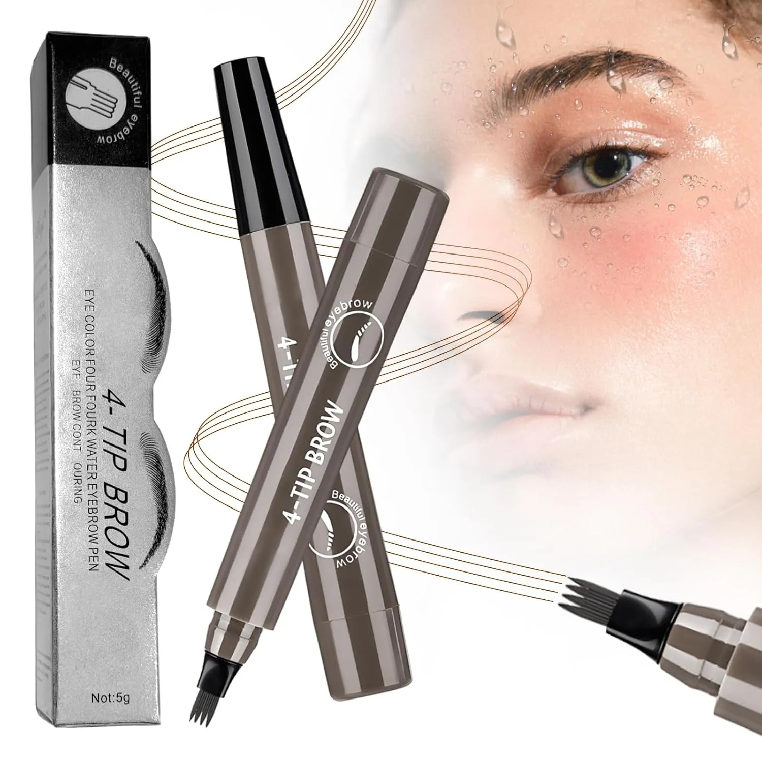 Microblading Eyebrow Pencil, 2025 Upgraded Waterproof Eyebrow Pen with Micro-Fork Tip Applicator, Natural Fine Stroke Hair Like Eye Brow Pencils for Women (Gray)