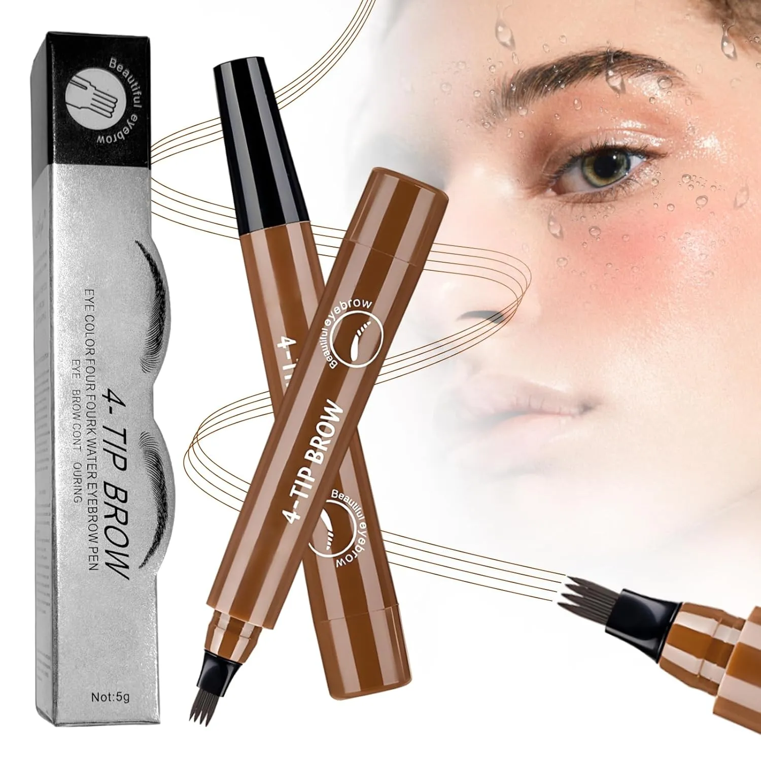 Microblading Eyebrow Pencil for Women Pencils,2025 Eyebrows Pencils for Natural-Looking with 4 Micro-Fork Tip,Men Waterproof Eye-brow Pencil Tattoo Eye Brow Pen for Home Use (Dark-Brown)