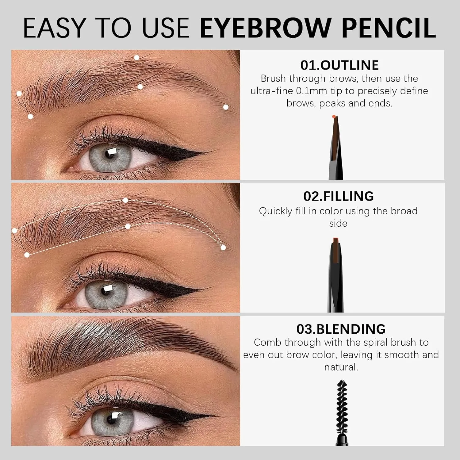 Microblading Eyebrow Pencil for Women,0.1mm Ultra-Fine Mechanical Pencil,Draws Tiny Brow Hairs and Fills in Sparse Areas and Gaps,Makeup Brow Definer Waterproof,Lasting,0.2g (05 Deep Brown)