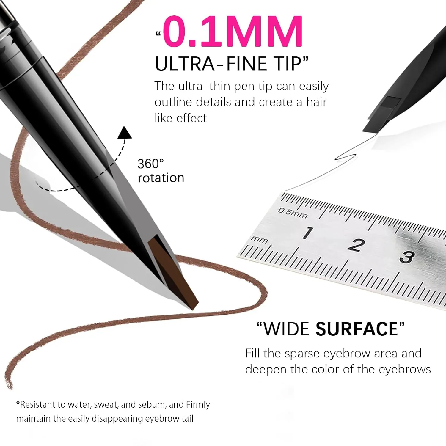 Microblading Eyebrow Pencil for Women,0.1mm Ultra-Fine Mechanical Pencil,Draws Tiny Brow Hairs and Fills in Sparse Areas and Gaps,Makeup Brow Definer Waterproof,Lasting,0.2g (05 Deep Brown)