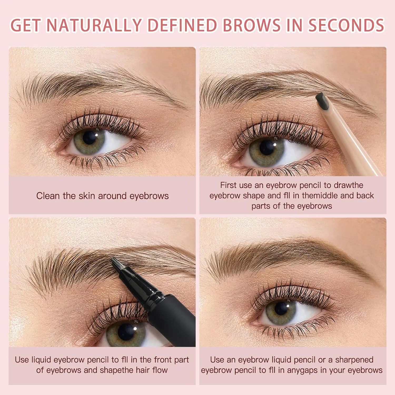 Microblading Eyebrow Pencil Kit–Angled Square Tip Liquid Eyebrow Pencil,Shaping and Filling Brow Definer Pen with Brush & Refill Core,Sharpening Sponge,Waterproof for Hair-Like Strokes(01Light Brown)