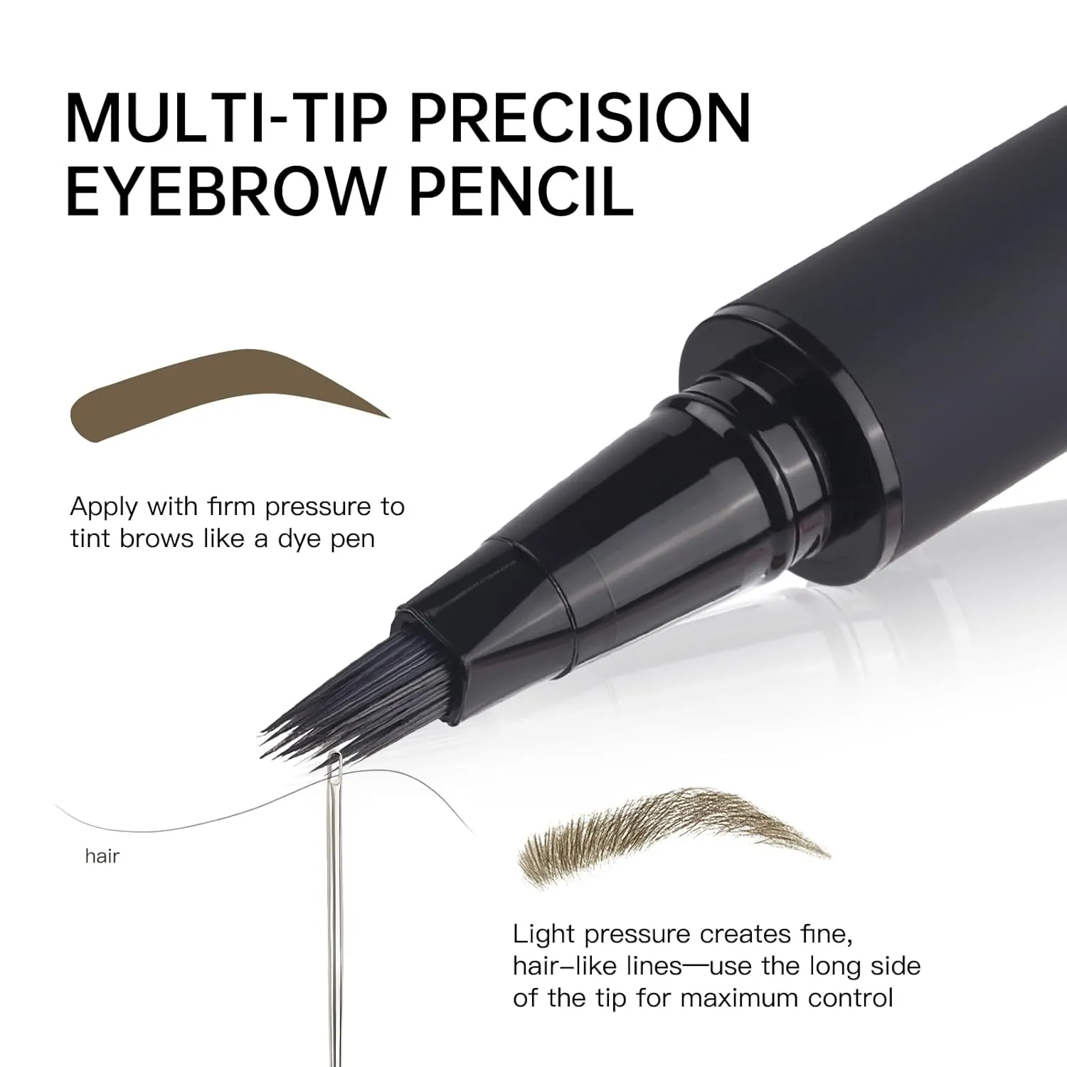 Microblading Eyebrow Pencil Kit–Angled Square Tip Liquid Eyebrow Pencil,Shaping and Filling Brow Definer Pen with Brush & Refill Core,Sharpening Sponge,Waterproof for Hair-Like Strokes(01Light Brown)