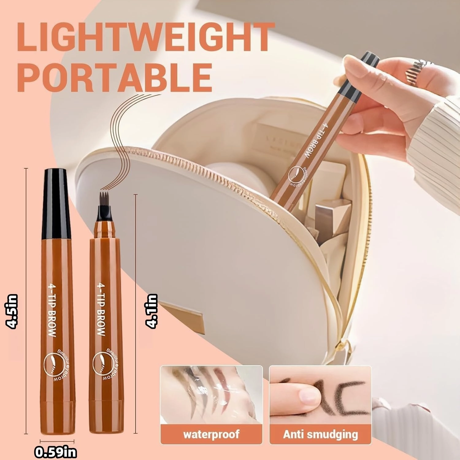 Microblading Eyebrow Pencil, 2025 New 4-Tip Waterproof Brow Pencil with Micro-Fork Tip, Natural Fine Stroke Eyebrow Pen (dark brown)