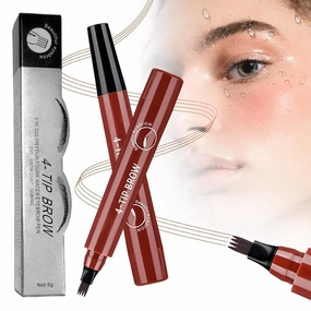 Microblading Eyebrow Pencil, 2025 Upgraded Waterproof Eyebrow Pen with Micro-Fork Tip Applicator, Natural Fine Stroke Hair Like Eye Brow Pencils for Women (Reddish Brown)