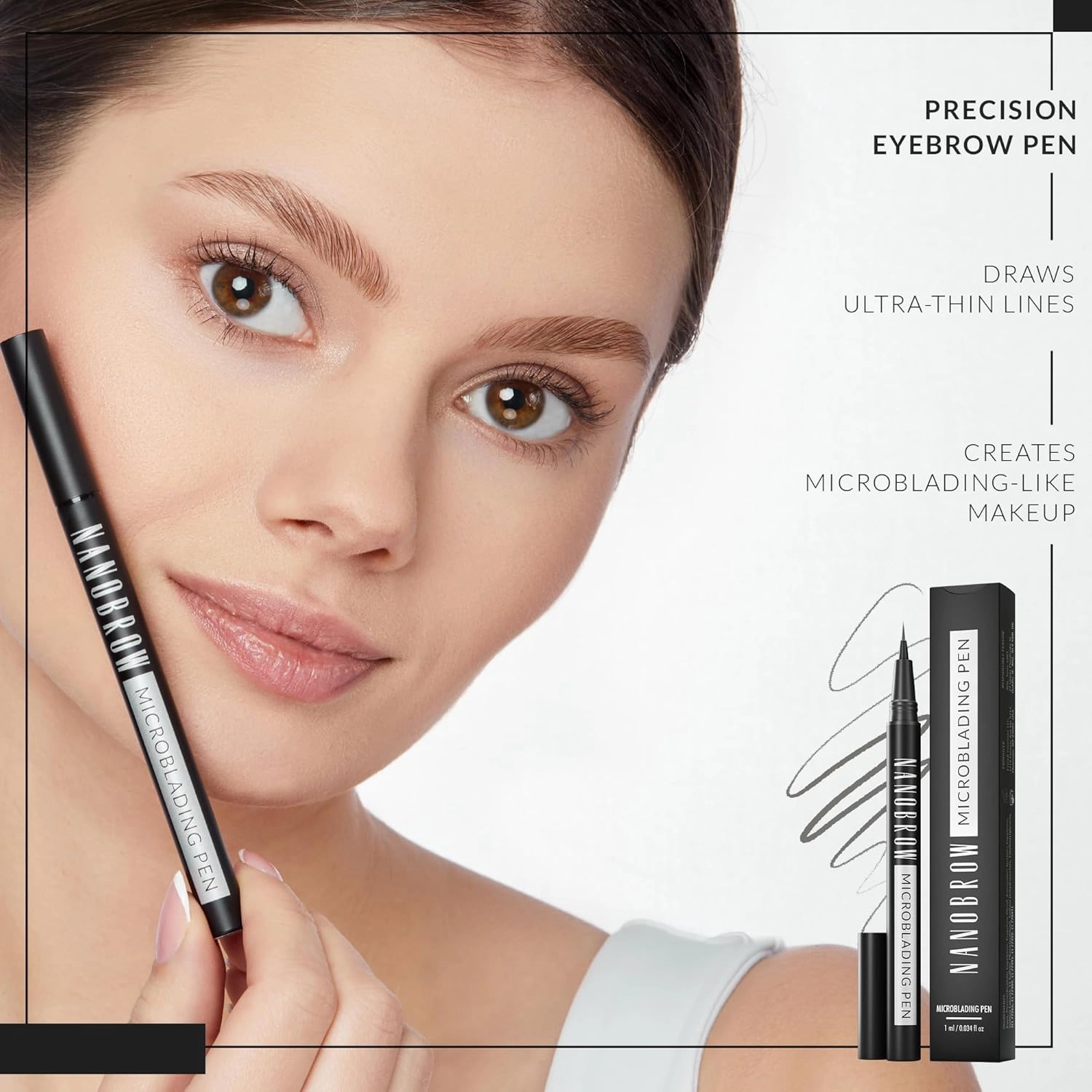 Microblading Pen Ash Blonde - Enhancing, Thickening, Eyebrow Filling. Brow pen with ultra-thin tip