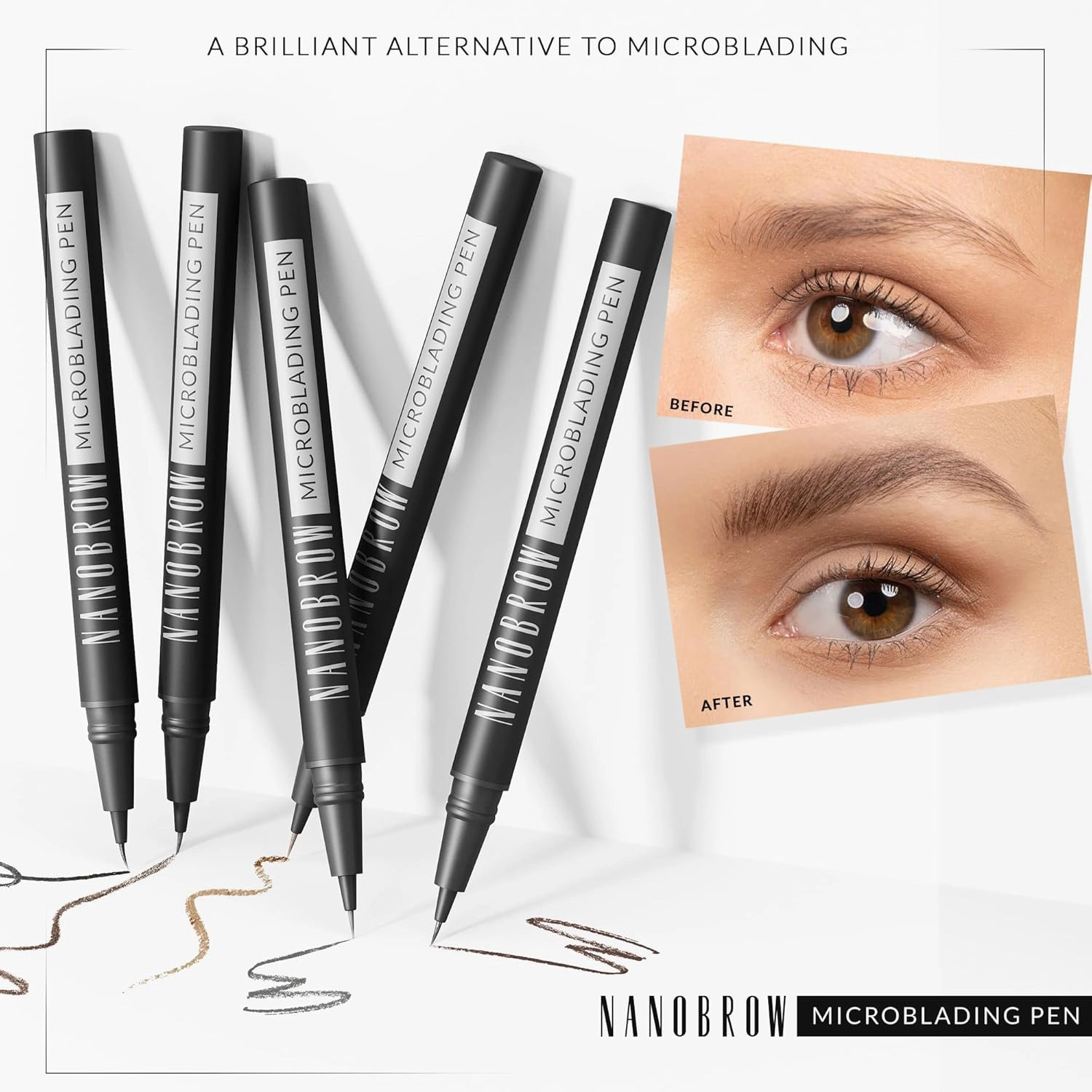 Microblading Pen Warm Brown - Enhancing, Thickening, Eyebrow Filling. Brow pen with ultra-thin tip