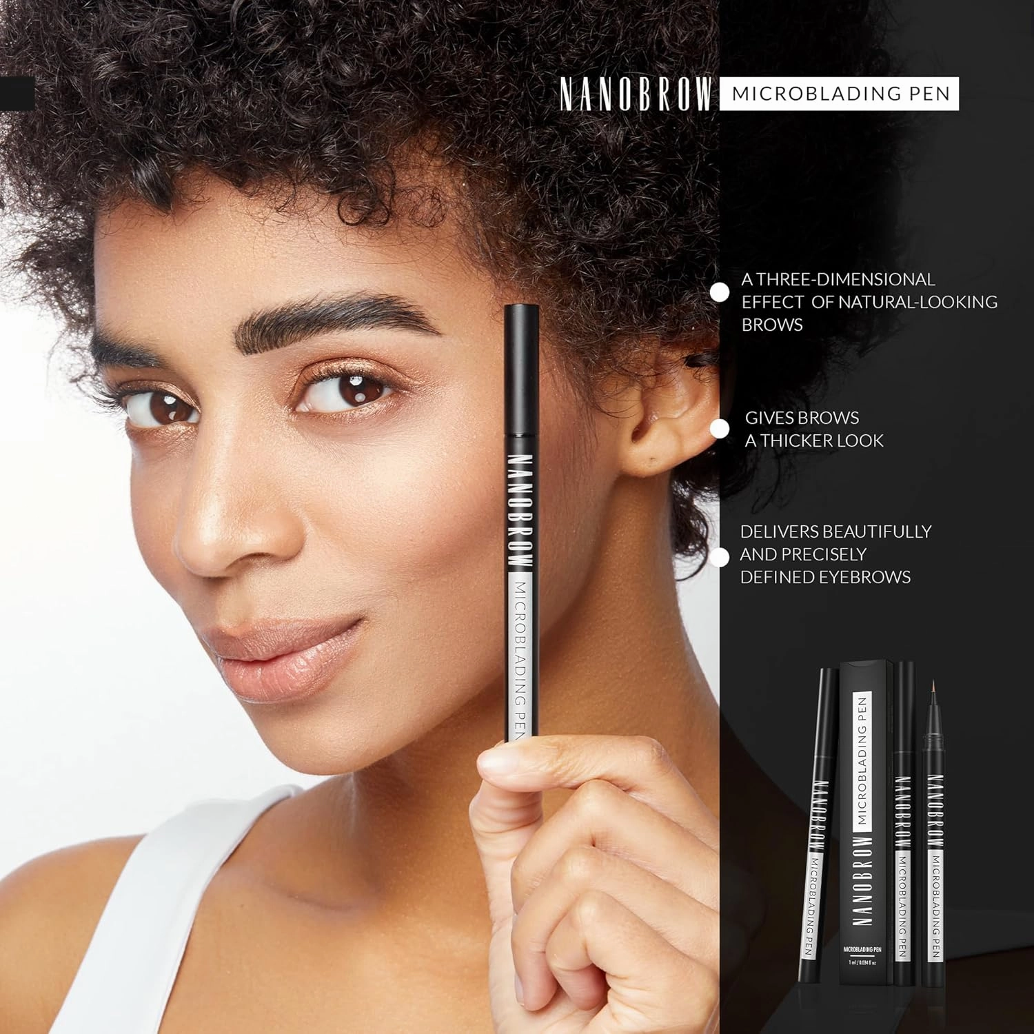 Microblading Pen Warm Brown - Enhancing, Thickening, Eyebrow Filling. Brow pen with ultra-thin tip