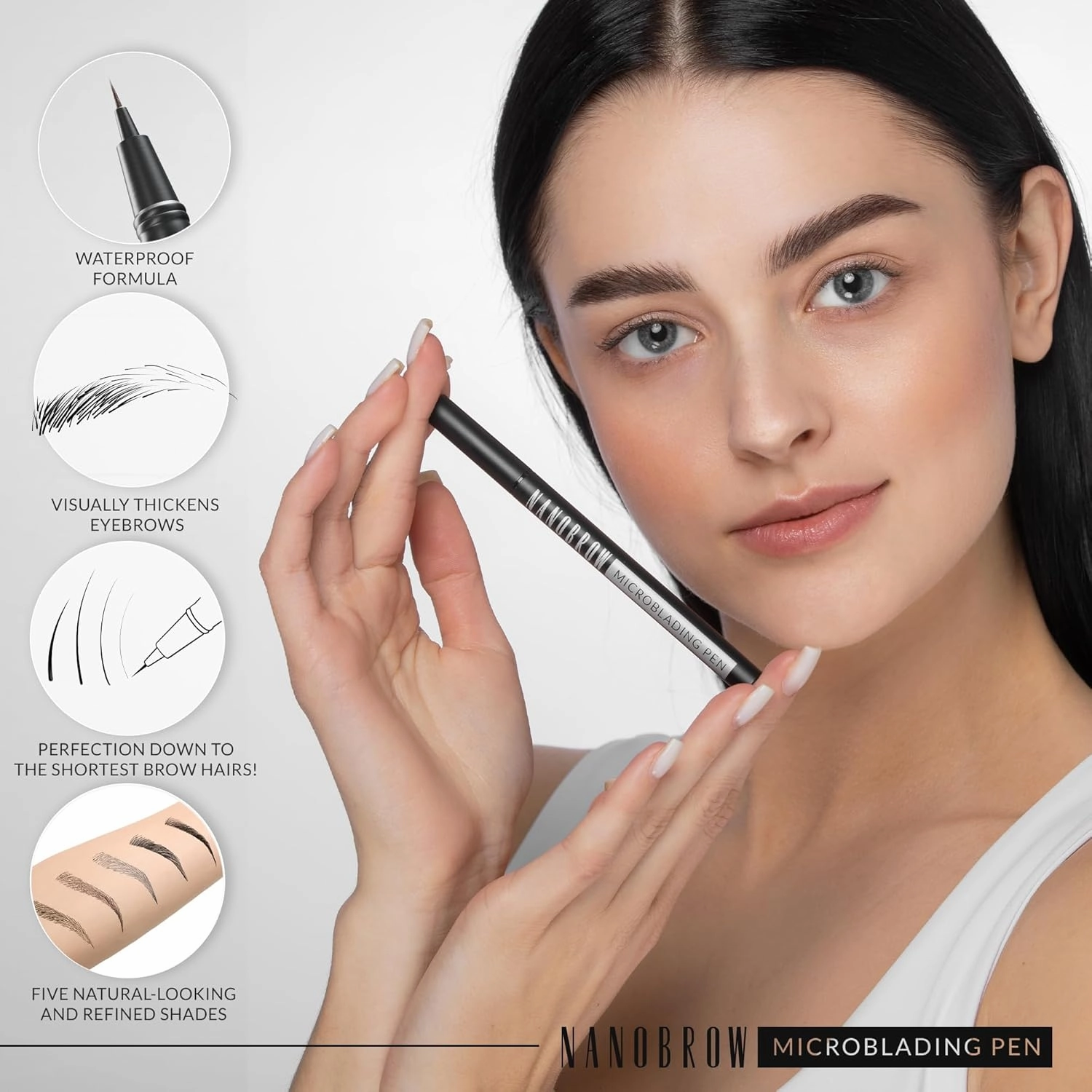 Microblading Pen Warm Brown - Enhancing, Thickening, Eyebrow Filling. Brow pen with ultra-thin tip