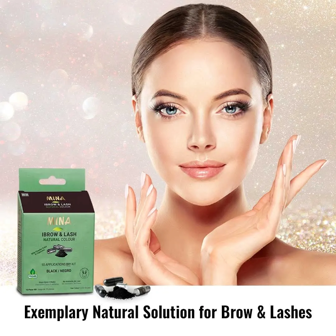 Mina ibrow & Lash Tint kit Ash Blond | Natural Spot coloring and Brow Tinting Kit Powder in Capsule, Water and Smudge Proof | Instant Brow dye, No Ammonia, No Lead