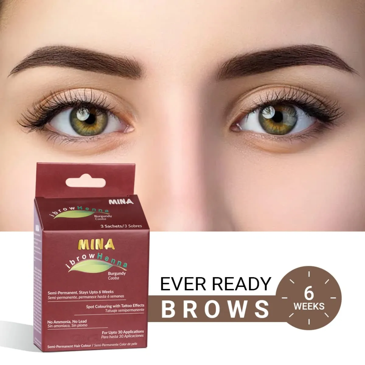 MINA ibrow Professional Hair Color Kit Regular Pack Burgundy (Burgundy with Nourishing Oil)