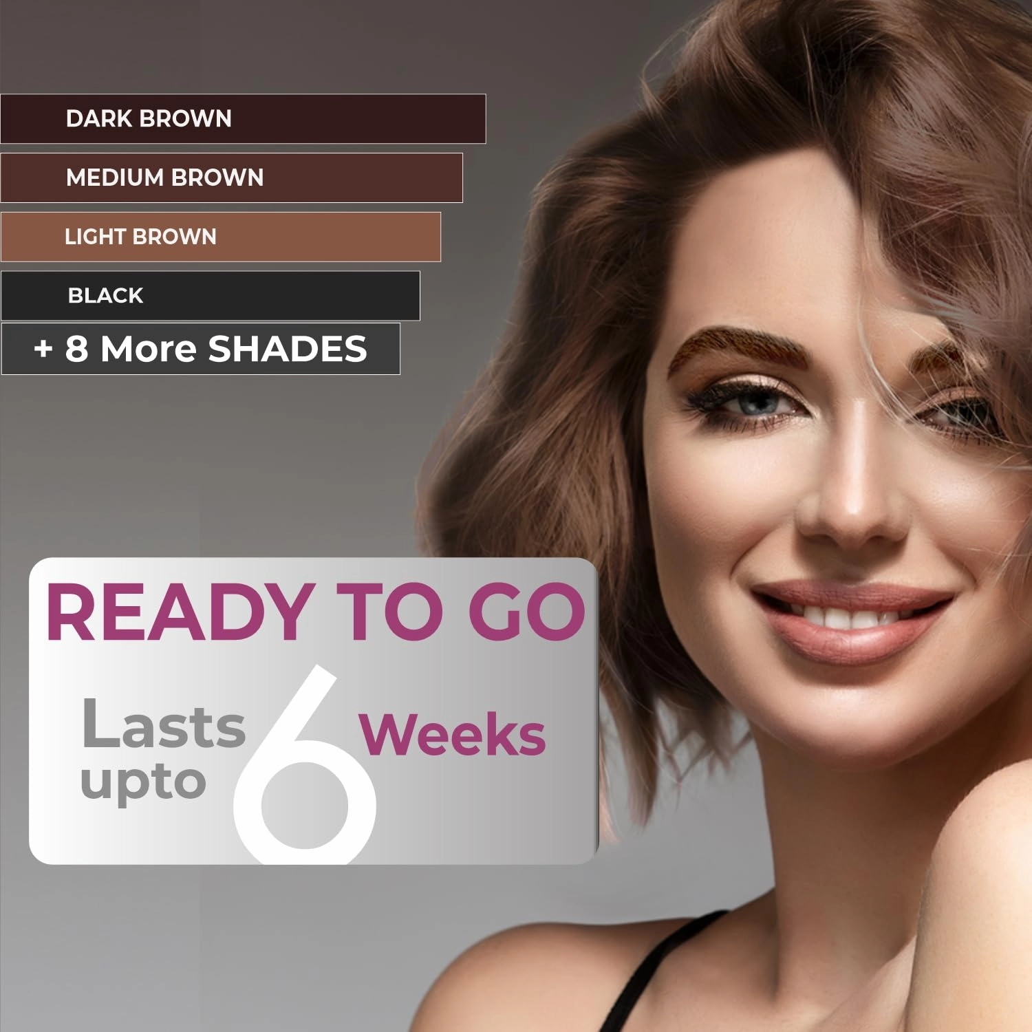 MinaiBrow Light Brown Tinting Kit | Natural Rose Water Spot Coloring Powder, Smudge-Proof Instant Brow Dye