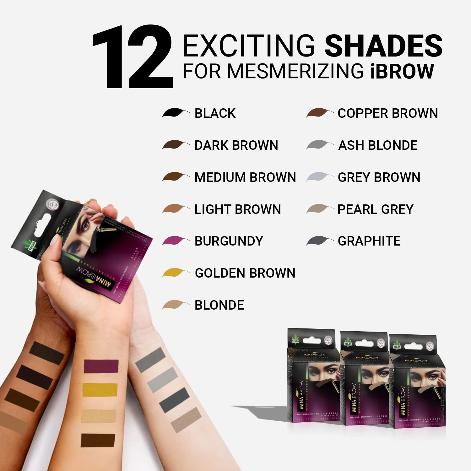 MinaiBrow Light Brown Tinting Kit | Natural Rose Water Spot Coloring Powder, Smudge-Proof Instant Brow Dye