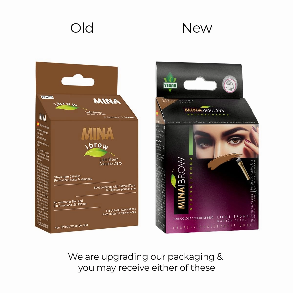 MinaiBrow Light Brown Tinting Kit | Natural Rose Water Spot Coloring Powder, Smudge-Proof Instant Brow Dye