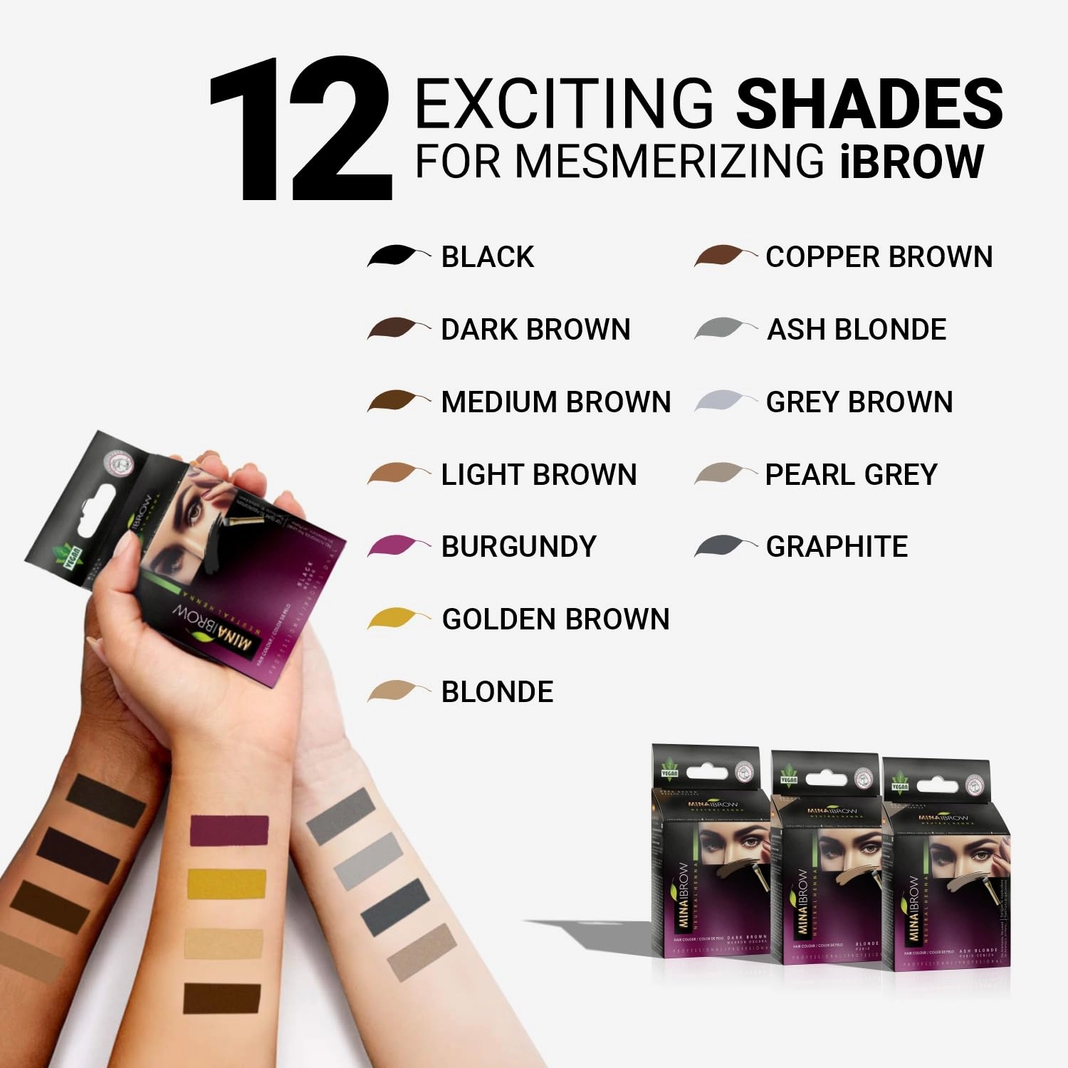 MinaiBrow Tint Kit Dark Brown | Natural Spot Coloring Brow Powder with Oil & Brush | Water & Smudge Proof, Long-Lasting, Instant Brow Dye Kit, 100% Gray Converge, Vegan and Cruelty-Free