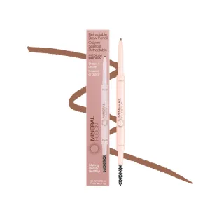 Mineral Fusion Retractable Brow Pencil, Shape & Define Eyebrow Pencil with Blending Spoolie Brush, Velvety Smooth & Natural Eye Makeup, Medium Brown, 0.003 oz