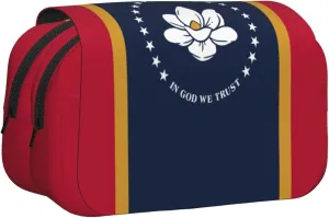 Mississippi State Flag print Pencil Pen Case Pouch Bag Home College Office Organizer for Adults Big Capacity