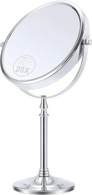 MIYADIVA 20X Magnifying Makeup Mirror - 360 Rotating Desktop Mirror with Stand, Double Sided for Detail Makeup