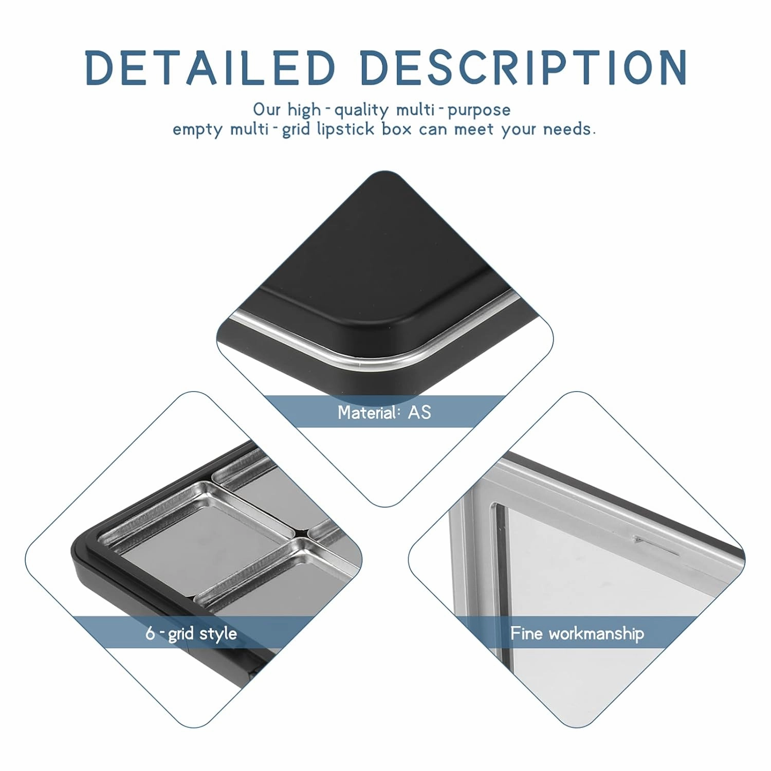 Mobestech Empty Makeup Palette Matte Black Magnet Empty Box Refillable Makeup Container Case Empty Eyeshadow Box Case with 6 Grids for Eyeshadow Lip Balm Blush Powder with Seal