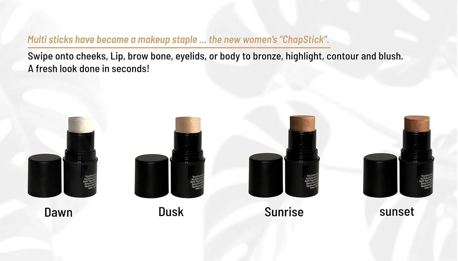 Mom's Secret Natural Organic Multi Cream Sticks, Highlighter and Bronzers 100% Natural, Vegan, Gluten Free, Cruelty Free, Made in the USA, 0.18 oz. (Dusk)