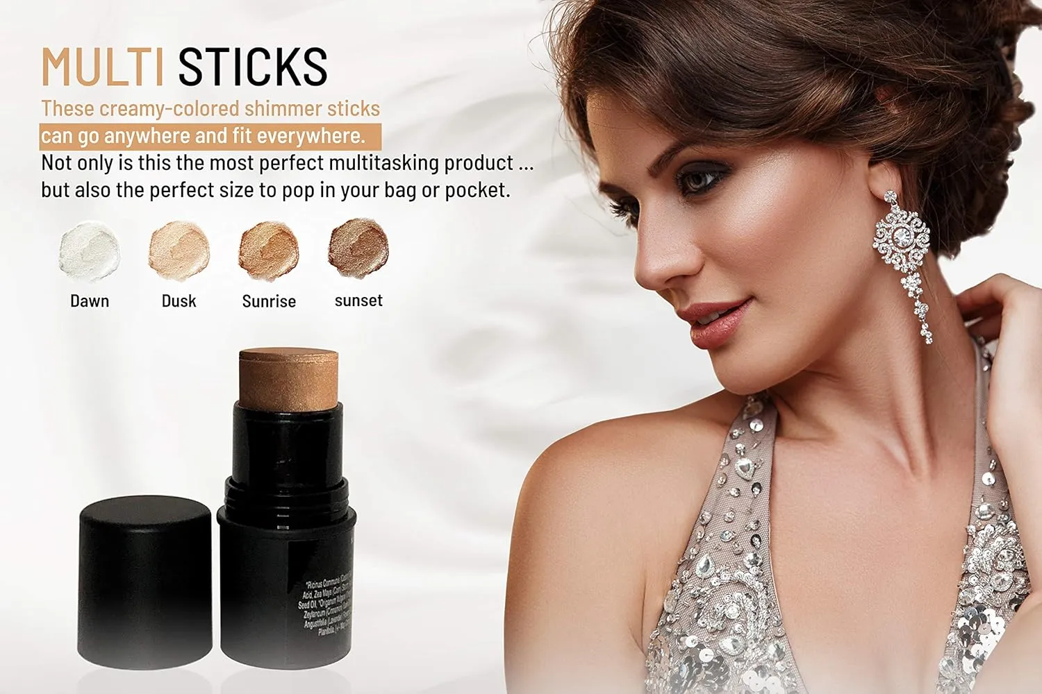 Mom's Secret Natural Organic Multi Cream Sticks, Highlighter and Bronzers 100% Natural, Vegan, Gluten Free, Cruelty Free, Made in the USA, 0.18 oz. (Dusk)