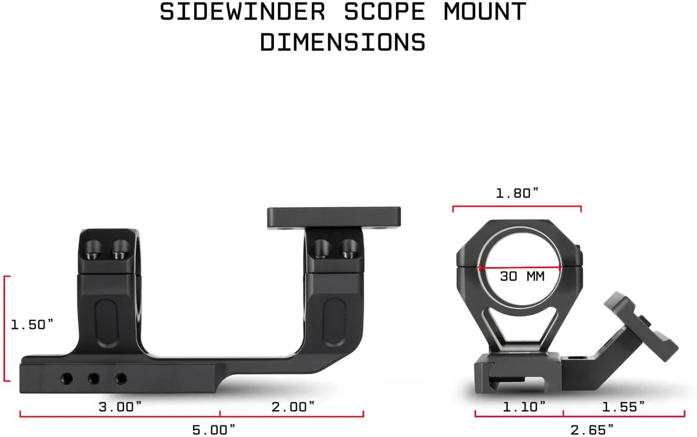 Monstrum Sidewinder Series Scope Mount with 45 Degree Canted Red Dot Sight Base | 30 mm Diameter