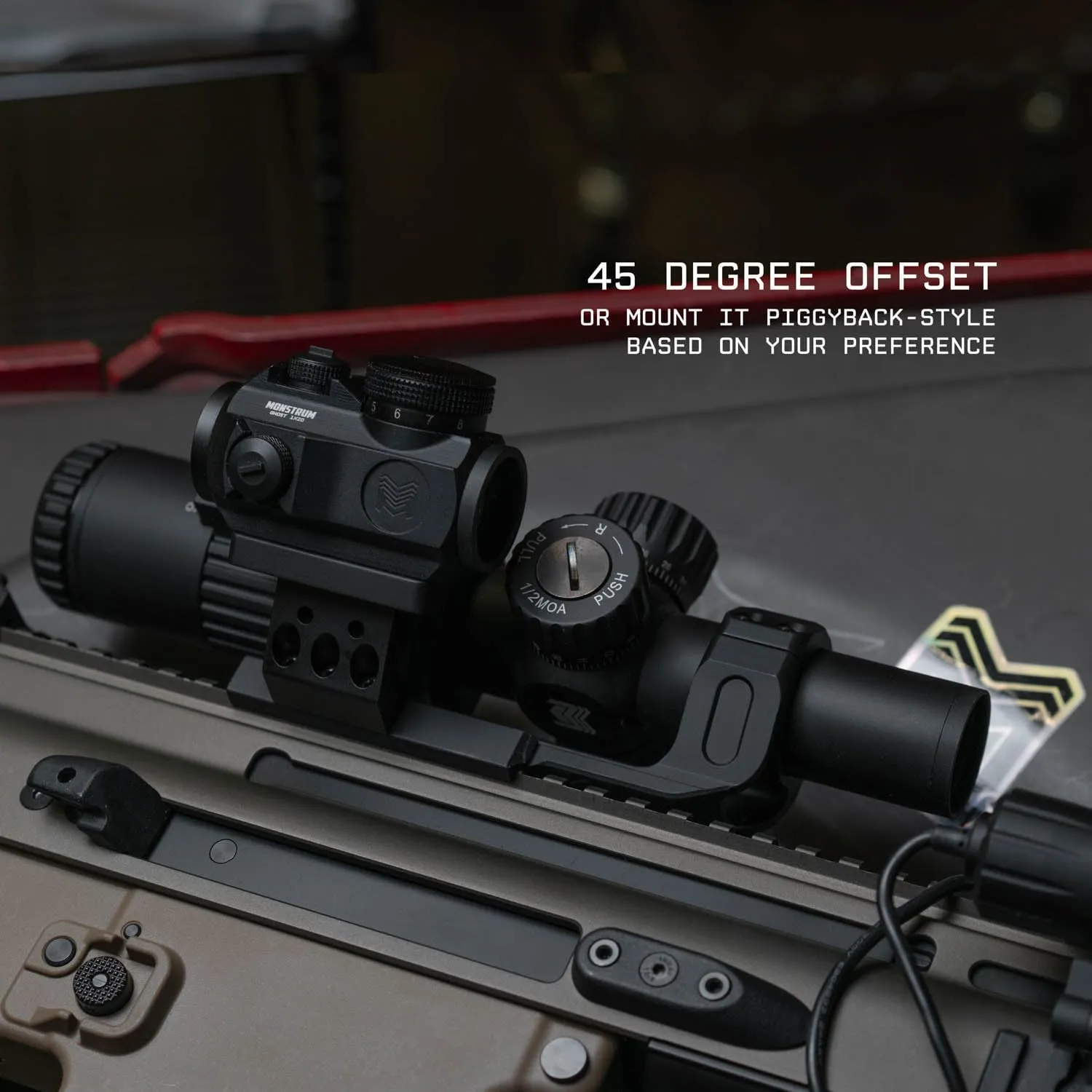 Monstrum Sidewinder Series Scope Mount with 45 Degree Canted Red Dot Sight Base | 30 mm Diameter