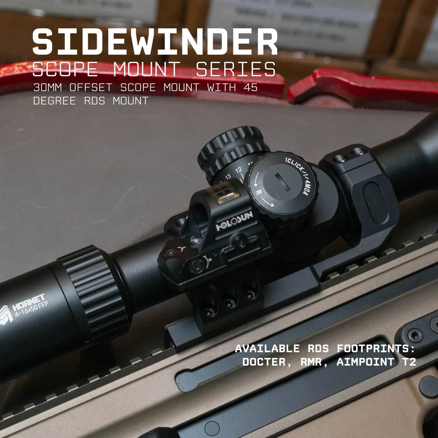 Monstrum Sidewinder Series Scope Mount with 45 Degree Canted Red Dot Sight Base | 30 mm Diameter
