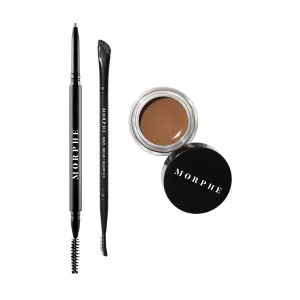 Morphe High Archiever Everyday Essentials Brow Kit - Precision Micro Eyebrow Pencil, Tinted Sculpting Brow Wax & 3-in-1 Brush for Shaping, Filling & Defining - Biscotti (3 Count)