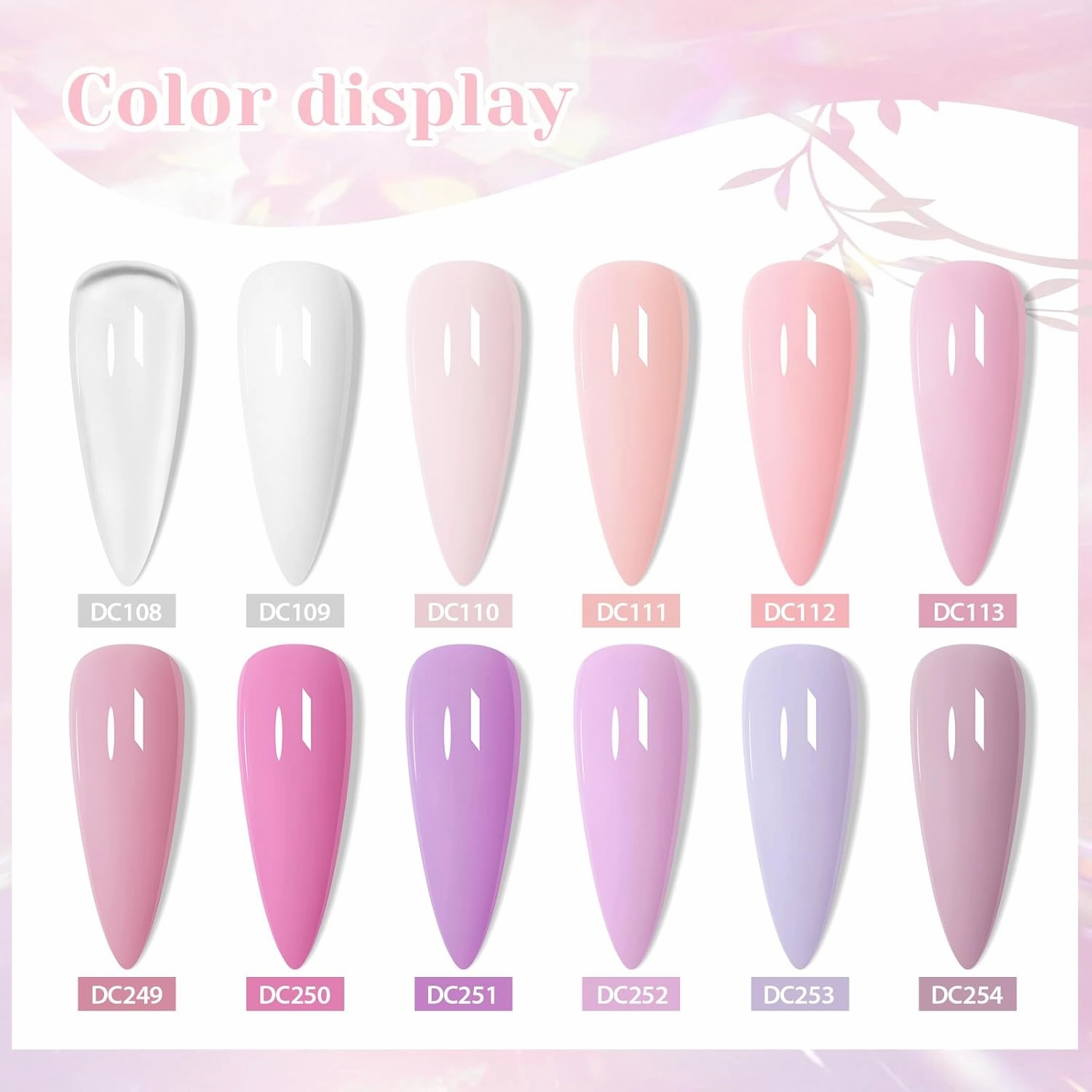 MTSSII Base Color Gel Nail Polish, 12 Colors Nude Pink Clear Gel Polish Peach Pink White Purple Nail Polish Neutral Sheer French Tip Base Colors Soak Off Nail Art Manicure DIY at Home Gift for Women