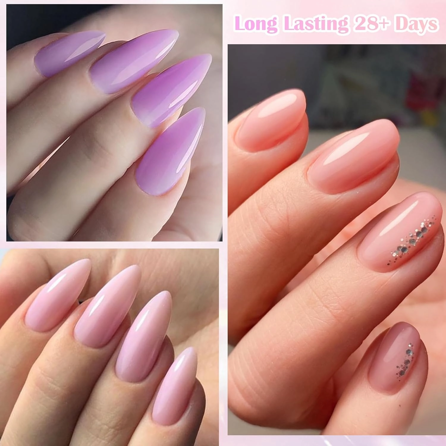 MTSSII Base Color Gel Nail Polish, 12 Colors Nude Pink Clear Gel Polish Peach Pink White Purple Nail Polish Neutral Sheer French Tip Base Colors Soak Off Nail Art Manicure DIY at Home Gift for Women